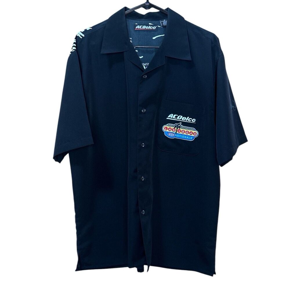ACDELCO KISS NHRA Las Vegas Pit Crew Shirt Signed Sam Bass Paul Stanley Med 2002
